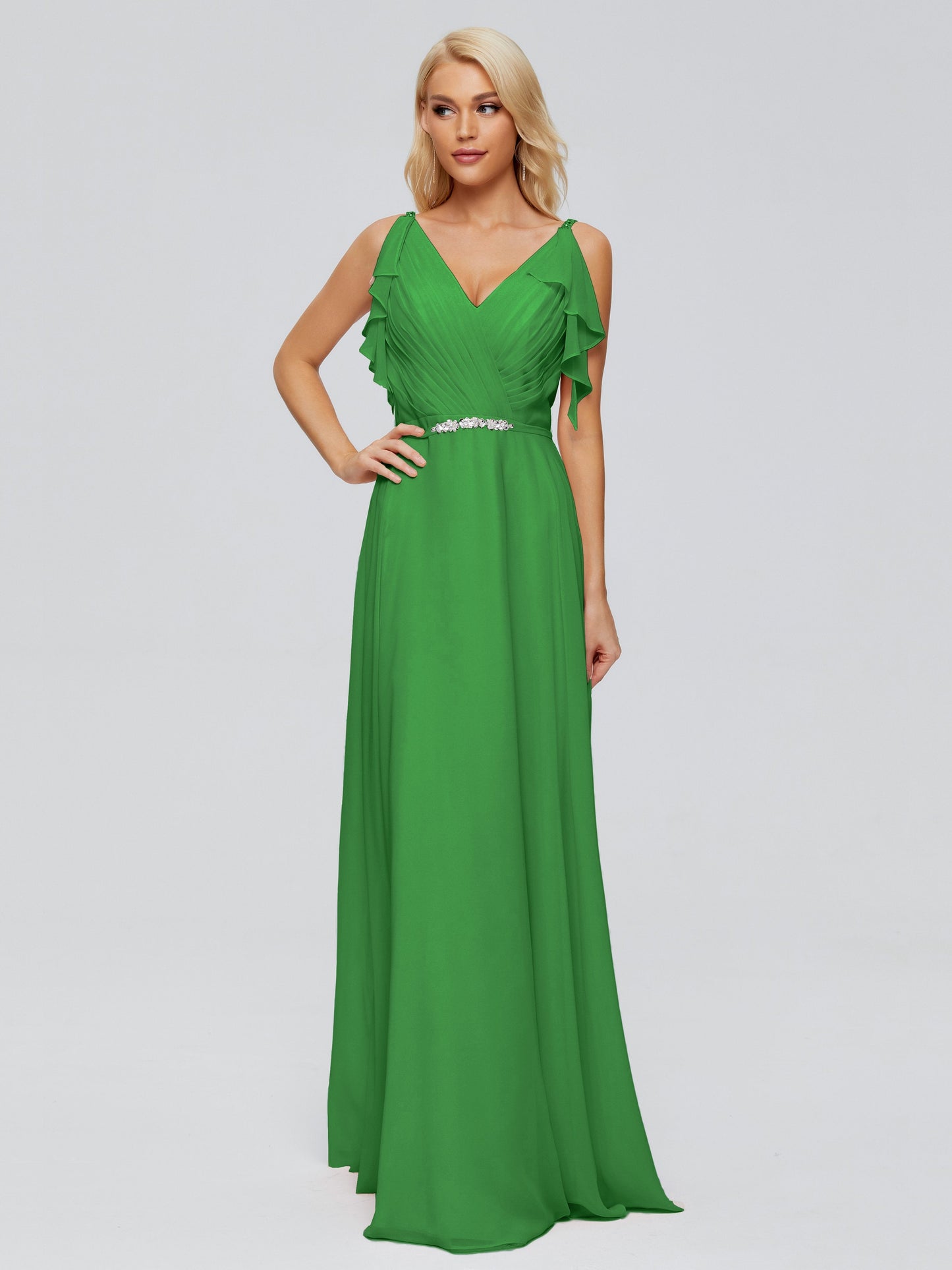 Brianna Straps V-back Chiffon Bridesmaid Dresses