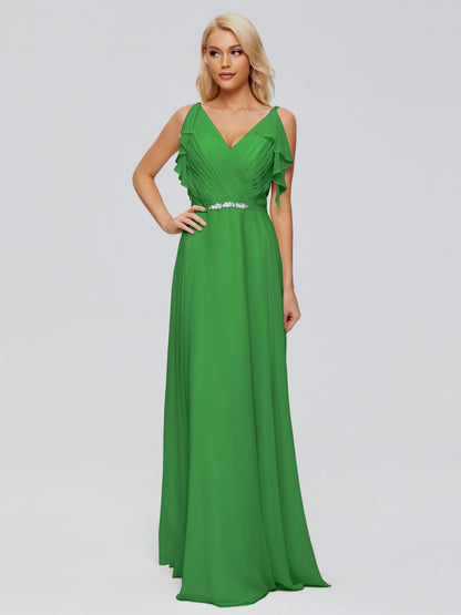 Brianna Straps V-back Chiffon Bridesmaid Dresses