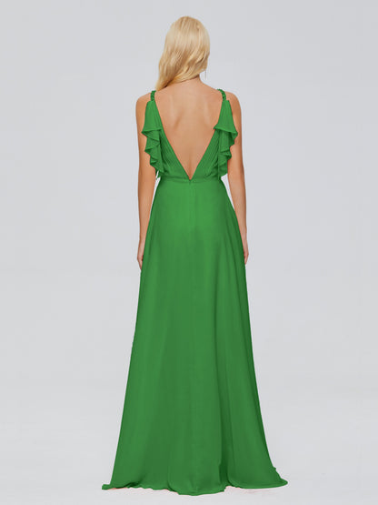Brianna Straps V-back Chiffon Bridesmaid Dresses