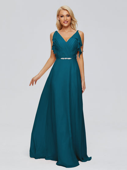 Brianna Straps V-back Chiffon Bridesmaid Dresses