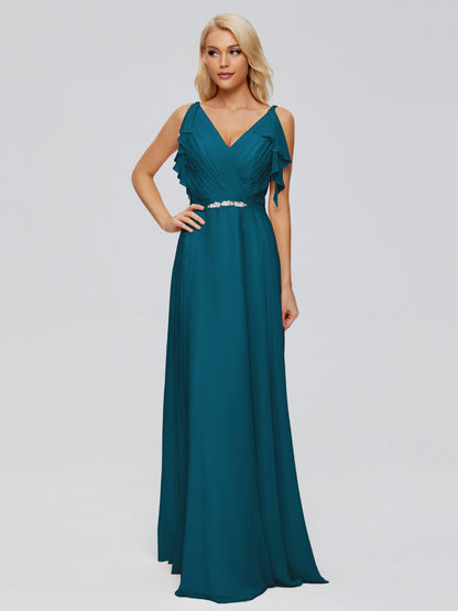 Brianna Straps V-back Chiffon Bridesmaid Dresses
