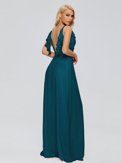 Brianna Straps V-back Chiffon Bridesmaid Dresses