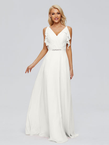 Brianna Straps V-back Chiffon Bridesmaid Dresses
