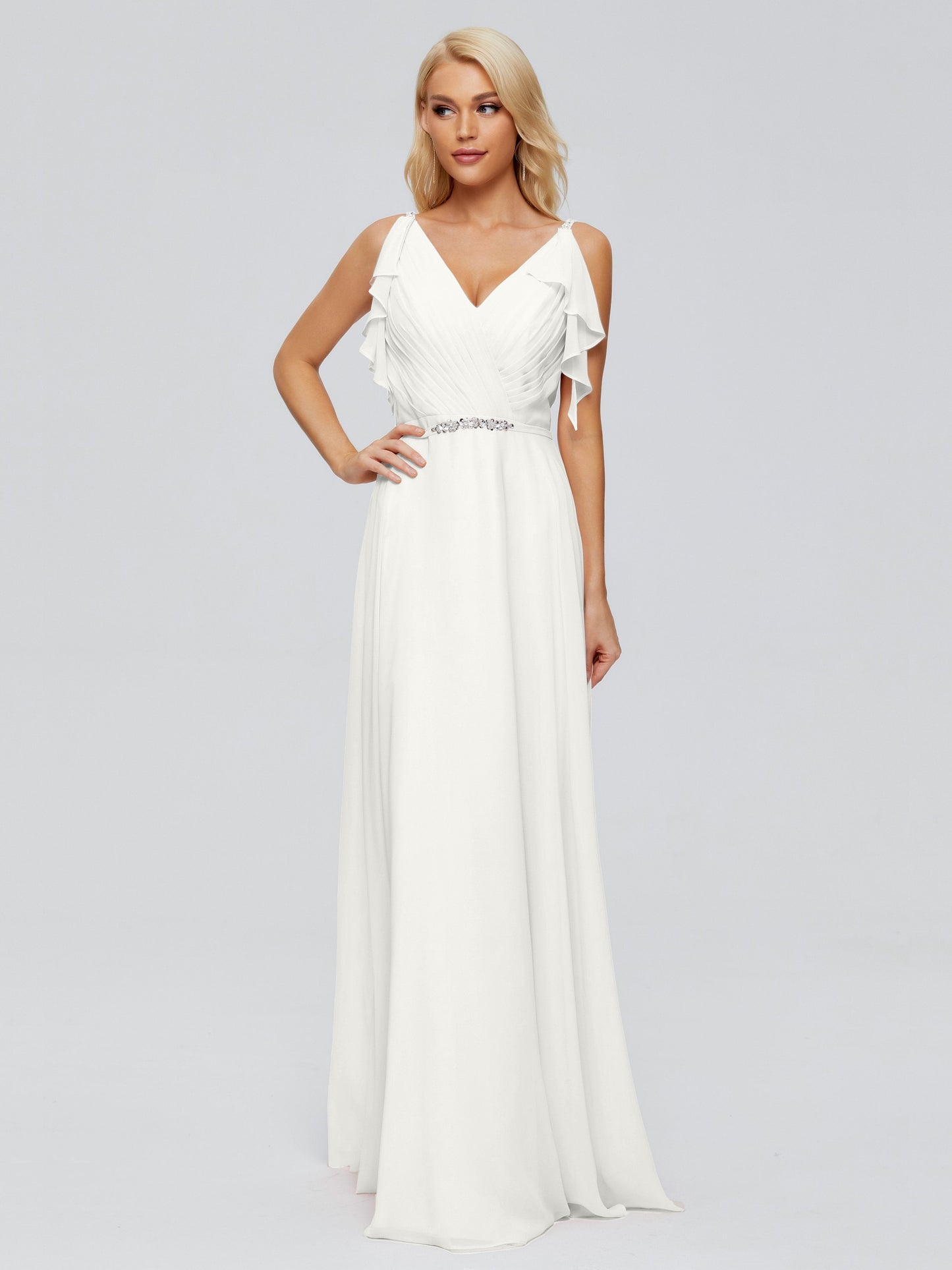 Brianna Straps V-back Chiffon Bridesmaid Dresses