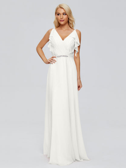 Brianna Straps V-back Chiffon Bridesmaid Dresses