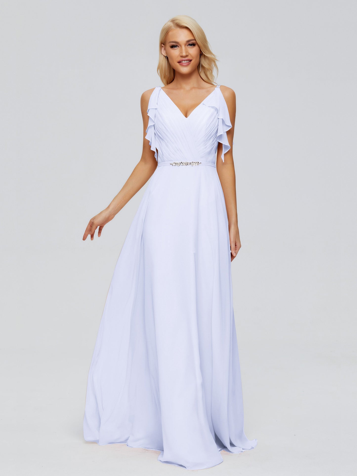 Brianna Straps V-back Chiffon Bridesmaid Dresses