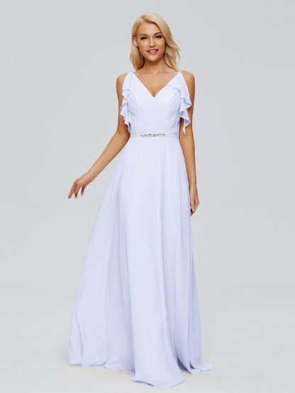 Brianna Straps V-back Chiffon Bridesmaid Dresses