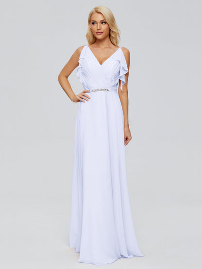 Brianna Straps V-back Chiffon Bridesmaid Dresses
