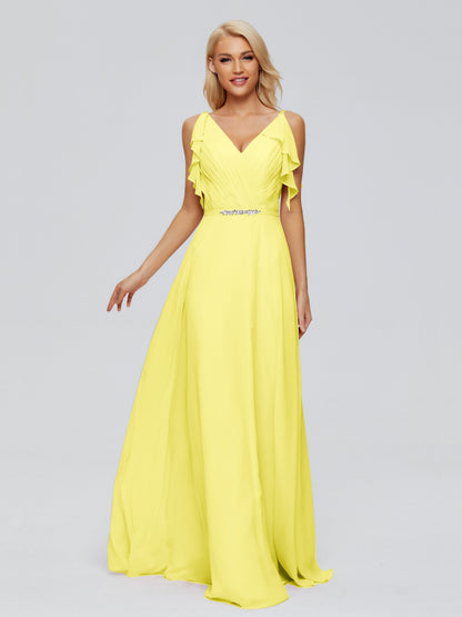 Brianna Straps V-back Chiffon Bridesmaid Dresses