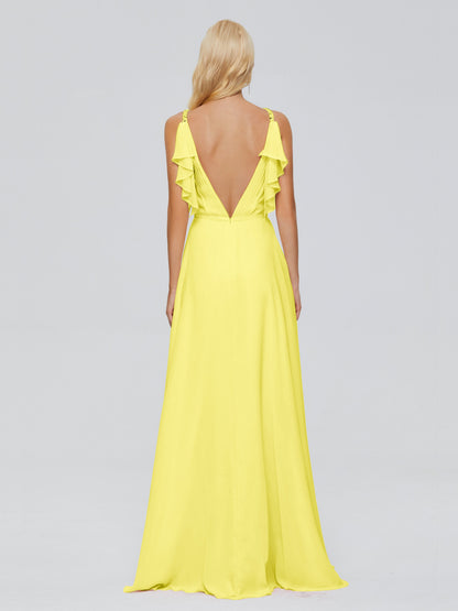 Brianna Straps V-back Chiffon Bridesmaid Dresses