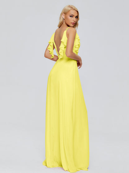 Brianna Straps V-back Chiffon Bridesmaid Dresses