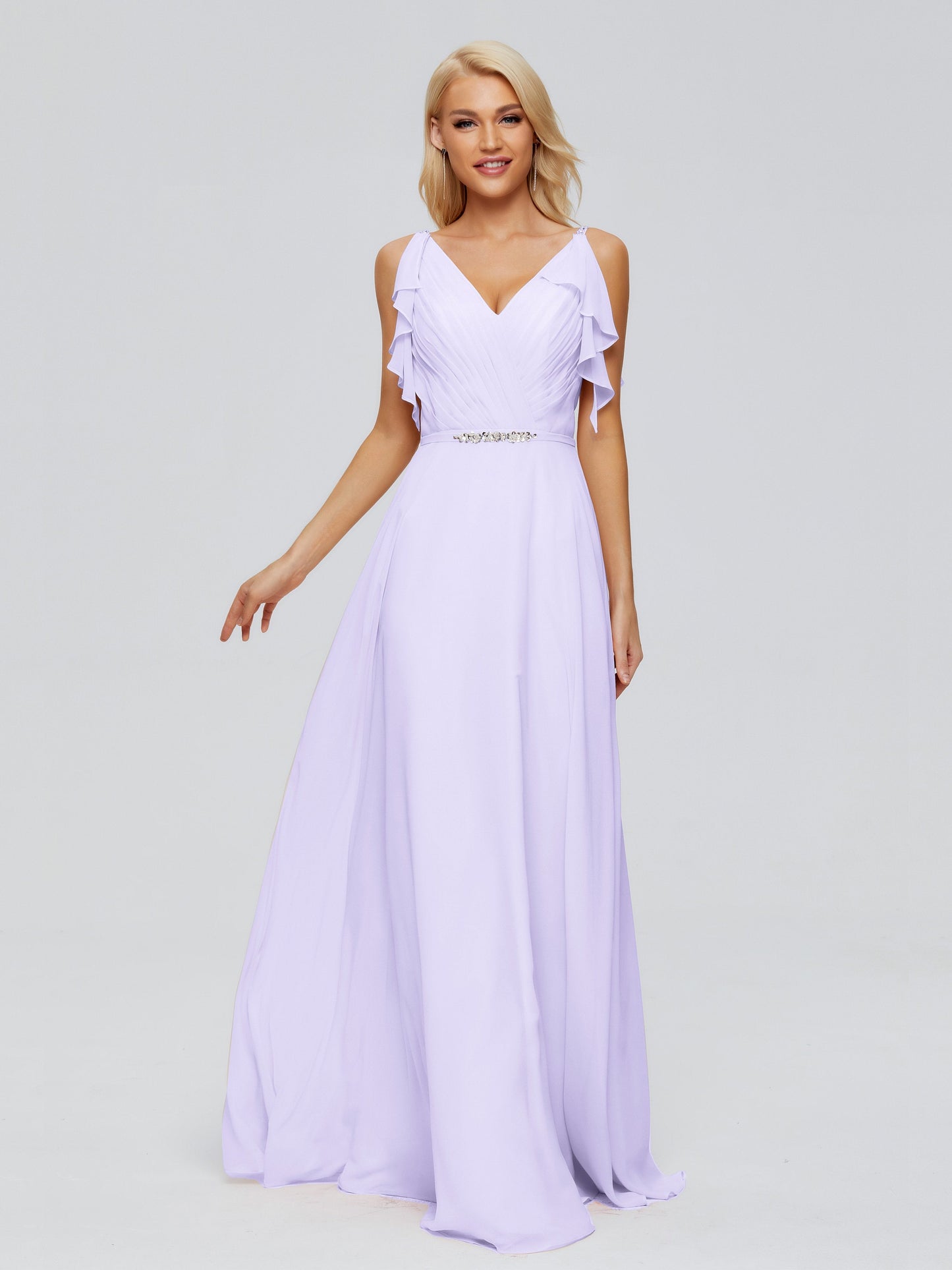 Brianna Straps V-back Chiffon Bridesmaid Dresses