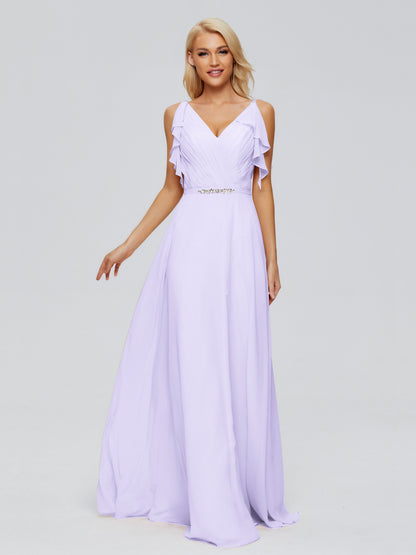 Brianna Straps V-back Chiffon Bridesmaid Dresses