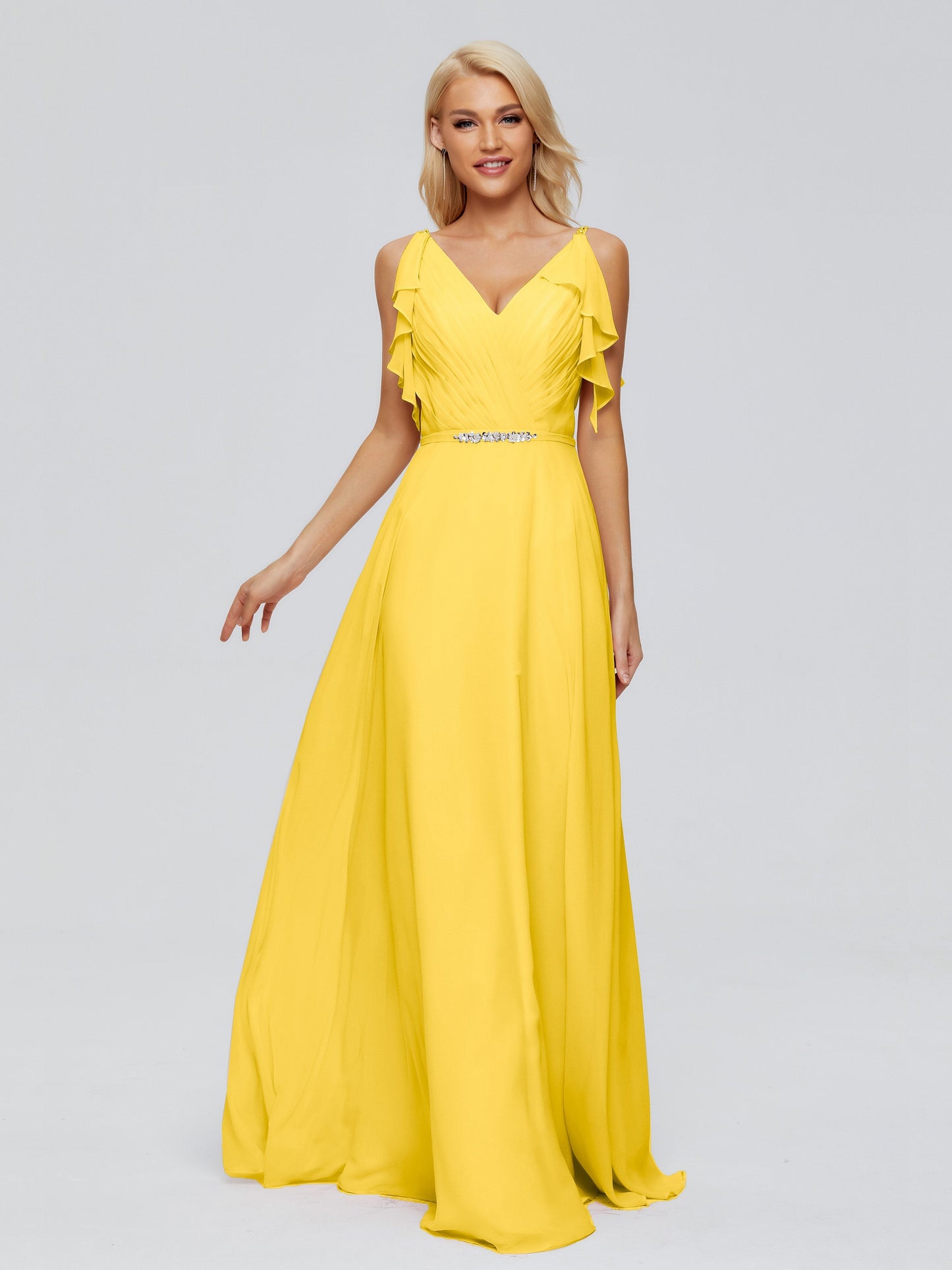 Brianna Straps V-back Chiffon Bridesmaid Dresses