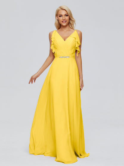 Brianna Straps V-back Chiffon Bridesmaid Dresses