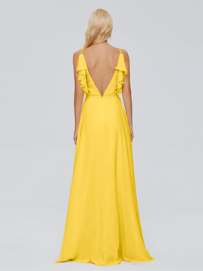 Brianna Straps V-back Chiffon Bridesmaid Dresses
