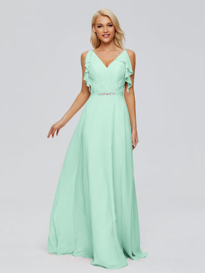 Brianna Straps V-back Chiffon Bridesmaid Dresses
