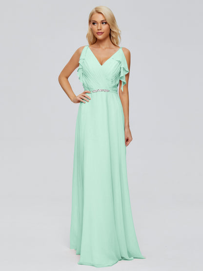 Brianna Straps V-back Chiffon Bridesmaid Dresses