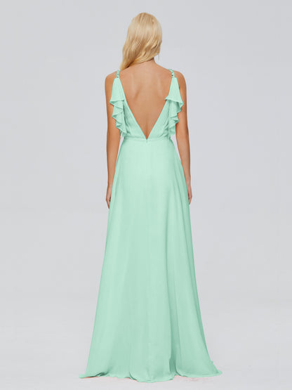 Brianna Straps V-back Chiffon Bridesmaid Dresses