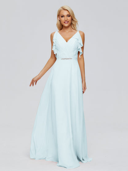 Brianna Straps V-back Chiffon Bridesmaid Dresses