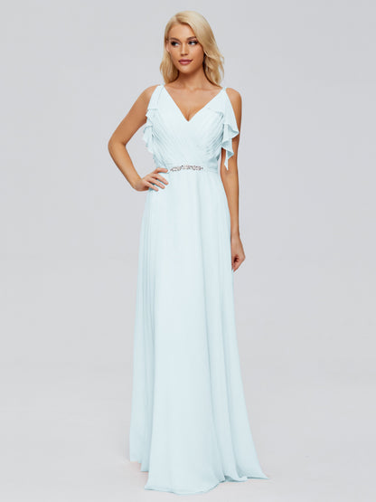 Brianna Straps V-back Chiffon Bridesmaid Dresses
