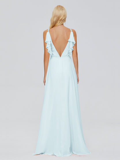 Brianna Straps V-back Chiffon Bridesmaid Dresses