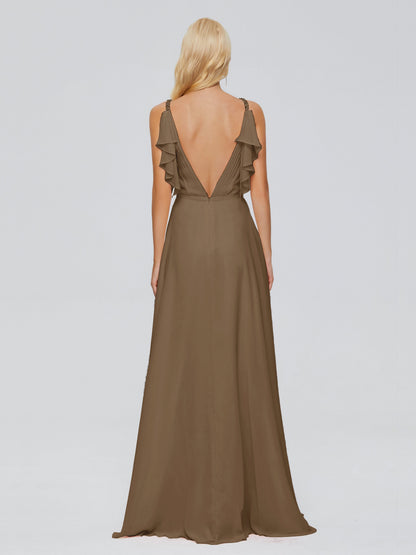 Brianna Straps V-back Chiffon Bridesmaid Dresses