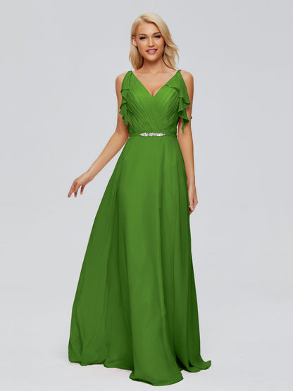 Brianna Straps V-back Chiffon Bridesmaid Dresses
