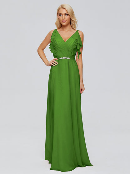 Brianna Straps V-back Chiffon Bridesmaid Dresses