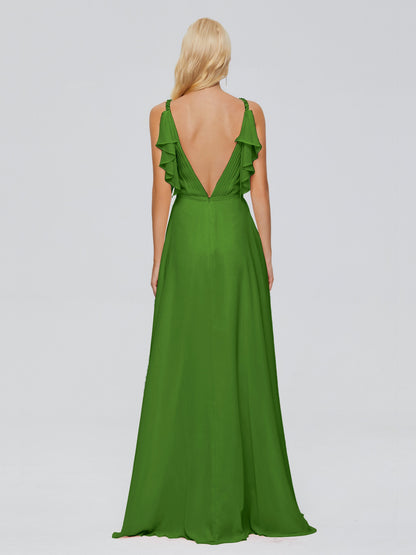 Brianna Straps V-back Chiffon Bridesmaid Dresses