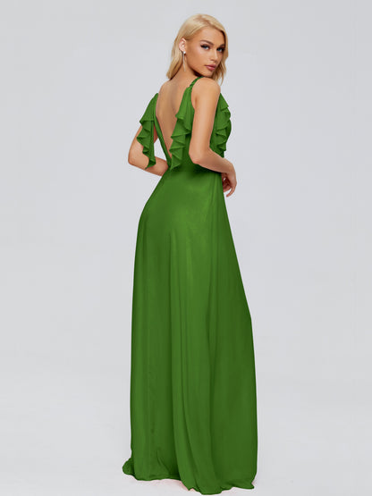 Brianna Straps V-back Chiffon Bridesmaid Dresses