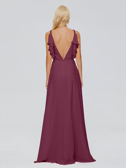 Brianna Straps V-back Chiffon Bridesmaid Dresses