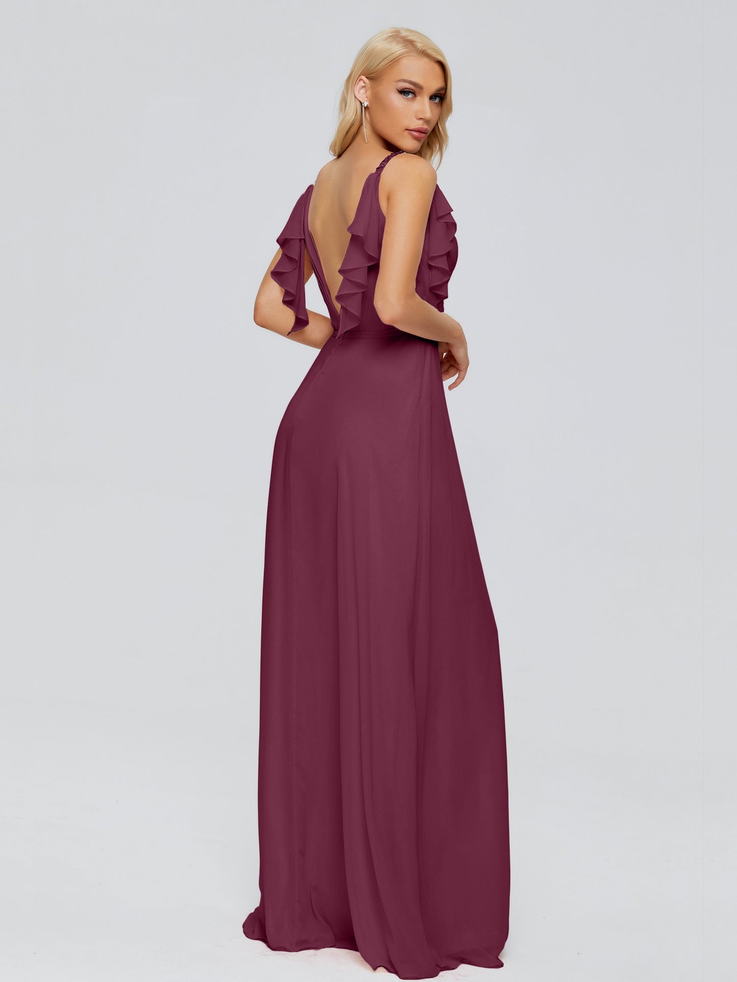 Brianna Straps V-back Chiffon Bridesmaid Dresses