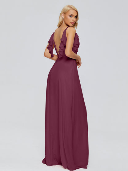 Brianna Straps V-back Chiffon Bridesmaid Dresses