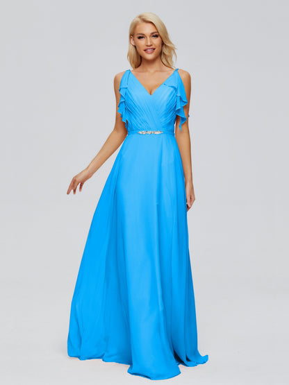 Brianna Straps V-back Chiffon Bridesmaid Dresses