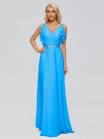 Brianna Straps V-back Chiffon Bridesmaid Dresses