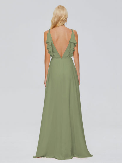 Brianna Straps V-back Chiffon Bridesmaid Dresses