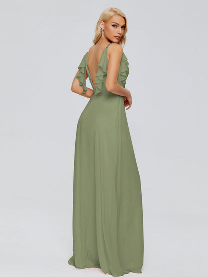 Brianna Straps V-back Chiffon Bridesmaid Dresses