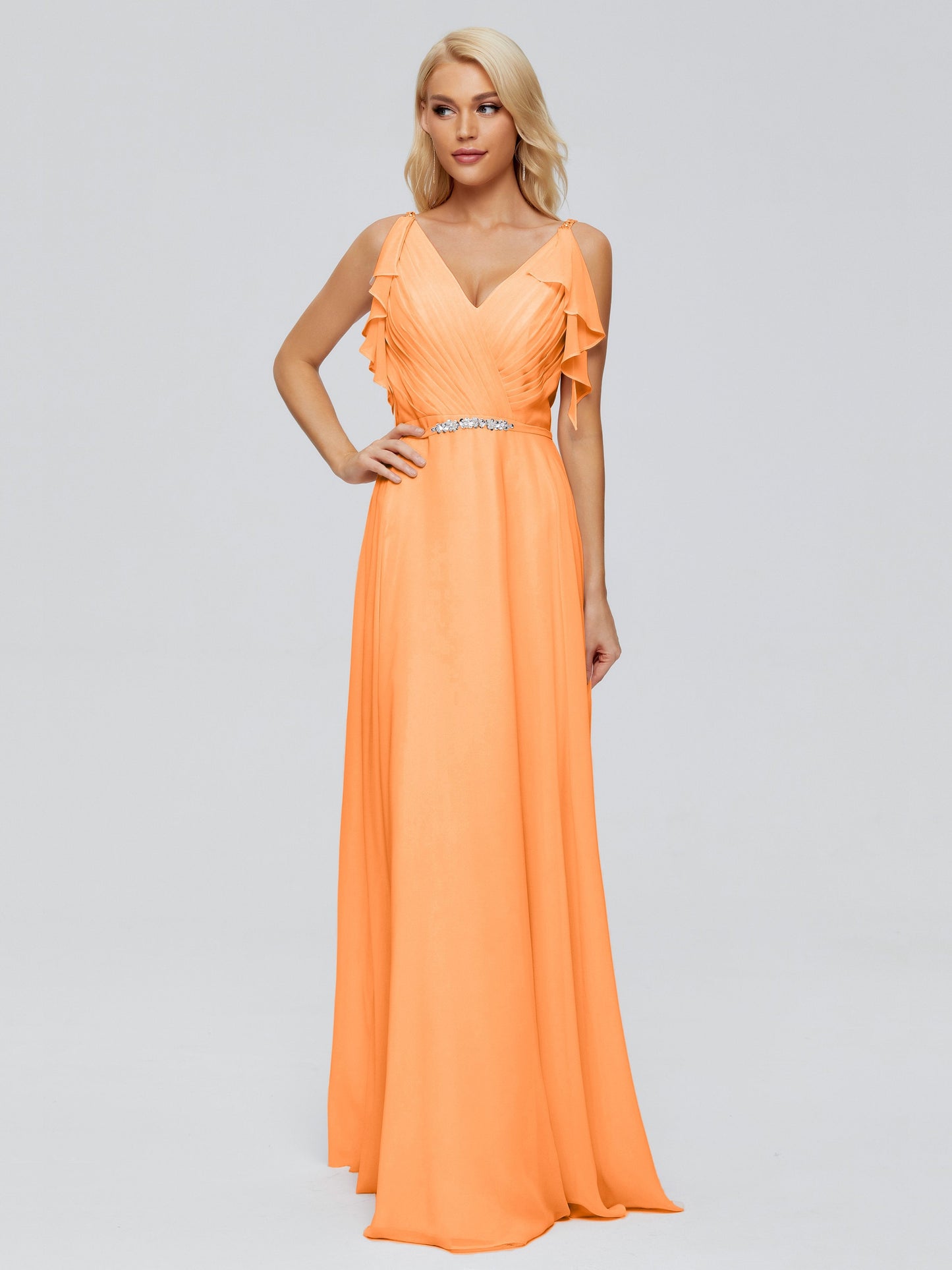 Brianna Straps V-back Chiffon Bridesmaid Dresses