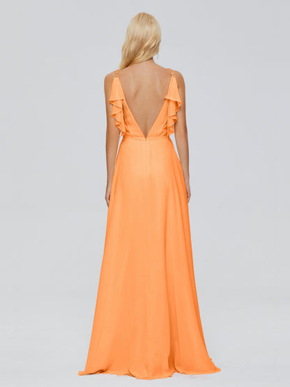 Brianna Straps V-back Chiffon Bridesmaid Dresses