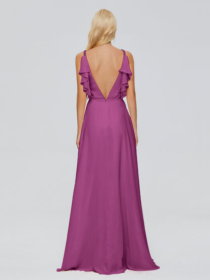 Brianna Straps V-back Chiffon Bridesmaid Dresses