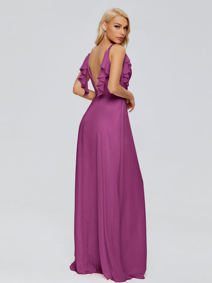 Brianna Straps V-back Chiffon Bridesmaid Dresses