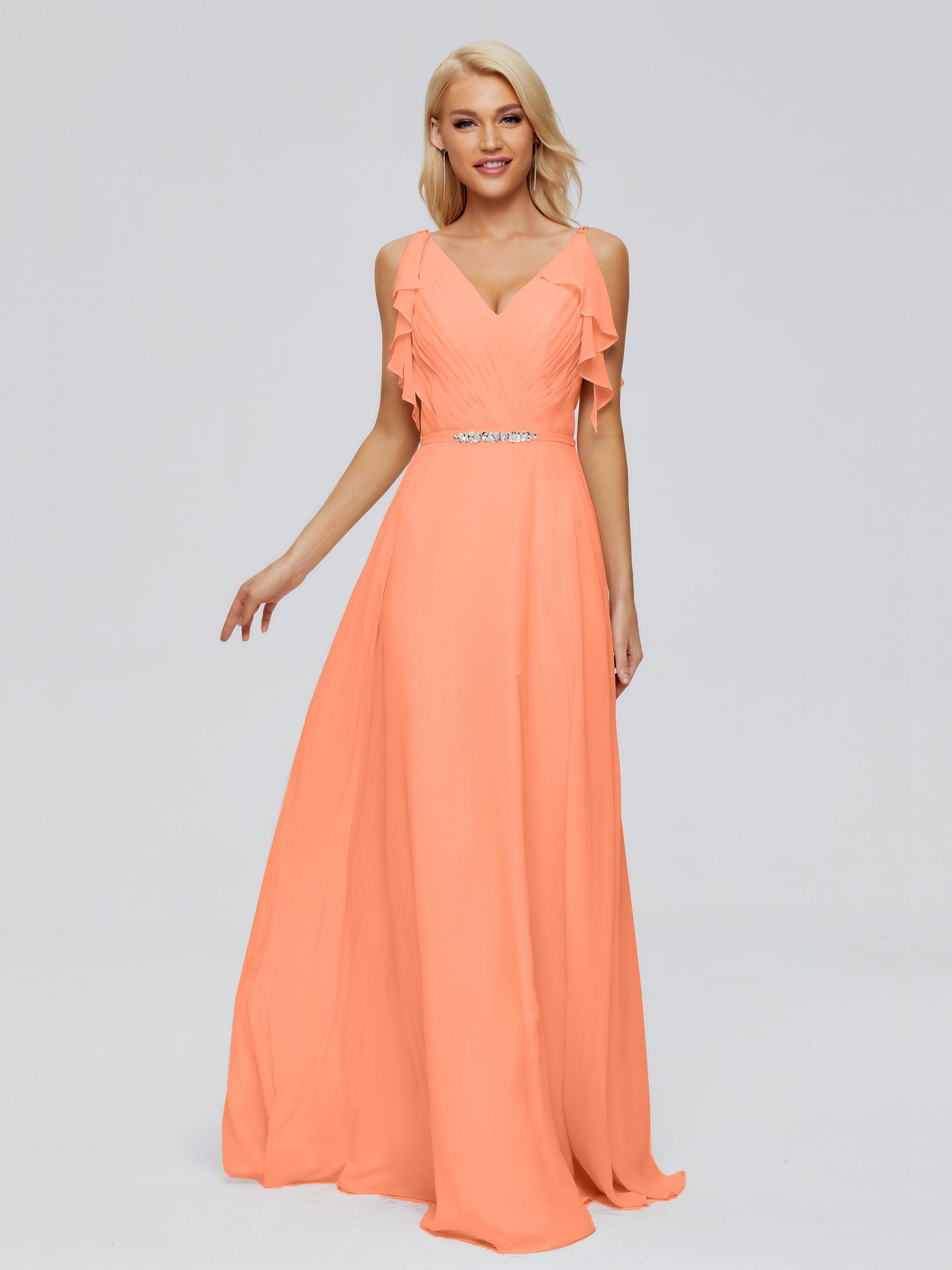 Brianna Straps V-back Chiffon Bridesmaid Dresses