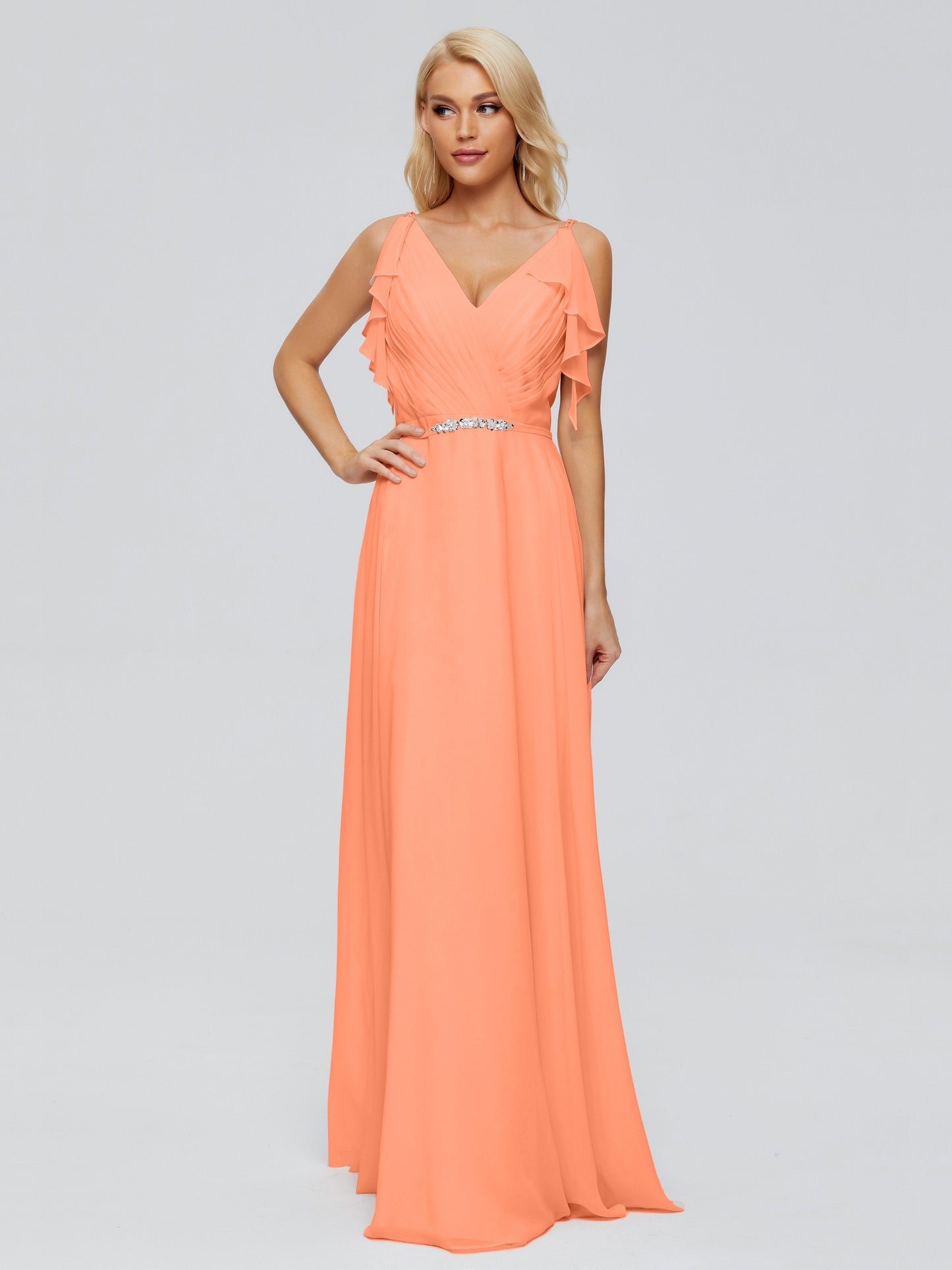 Brianna Straps V-back Chiffon Bridesmaid Dresses