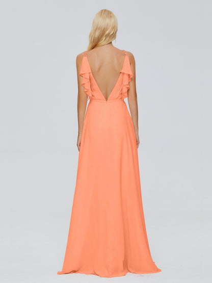 Brianna Straps V-back Chiffon Bridesmaid Dresses