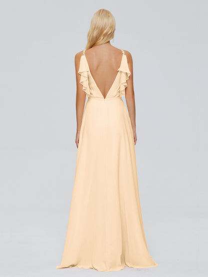 Brianna Straps V-back Chiffon Bridesmaid Dresses