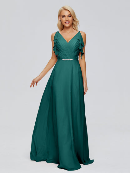 Brianna Straps V-back Chiffon Bridesmaid Dresses