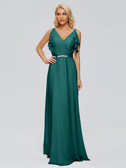 Brianna Straps V-back Chiffon Bridesmaid Dresses