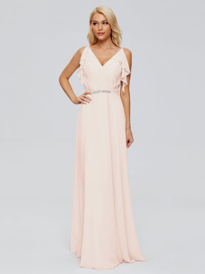 Brianna Straps V-back Chiffon Bridesmaid Dresses
