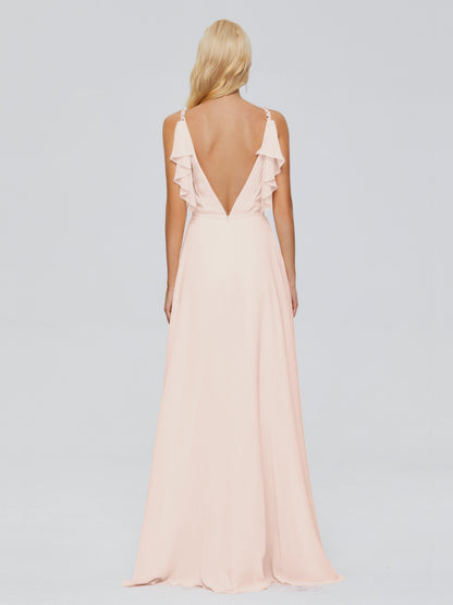 Brianna Straps V-back Chiffon Bridesmaid Dresses